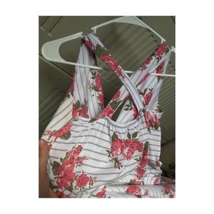 White & striped floral dress